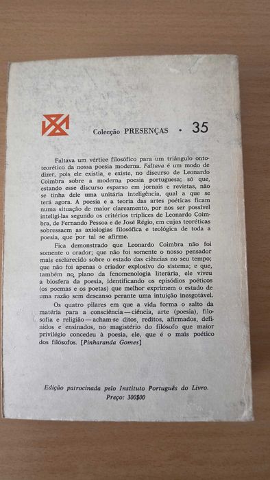 Livro "Dispersos I - Poesia Portuguesa" de Leonardo Coimbra