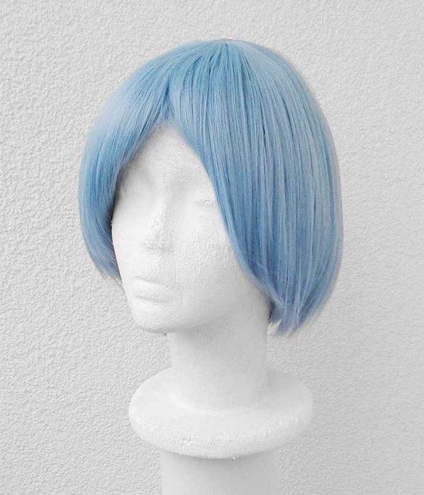 Rei Ayanami NGE wig peruka krótka błękitna z grzywką niebieska cosplay