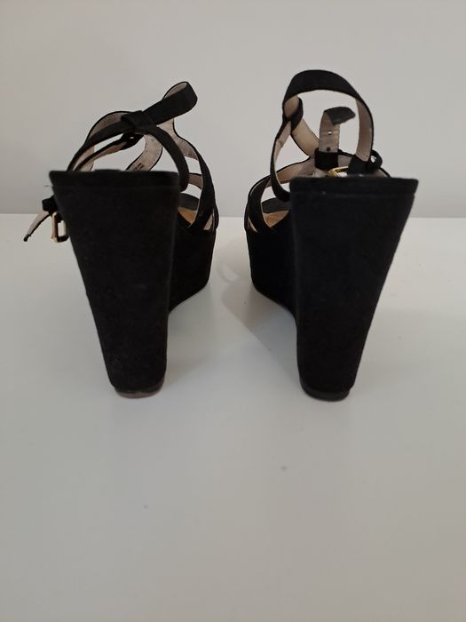 sandały Pull&Bear 39, platforma, czarny welur