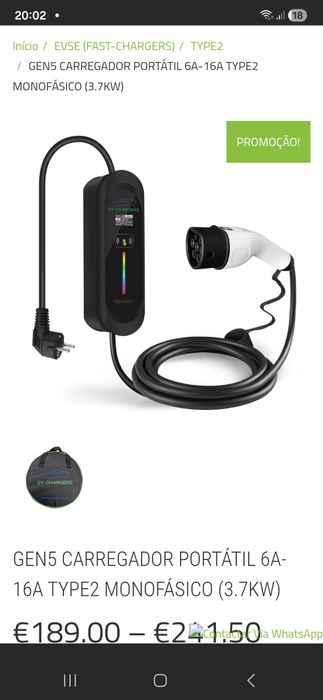 Carregador ev monogâmico 3.7w