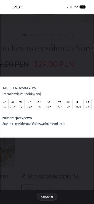Czółenka saway rozmiar 38