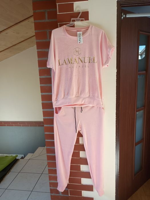 Nowy dres puder róż welur Lamanuel xl