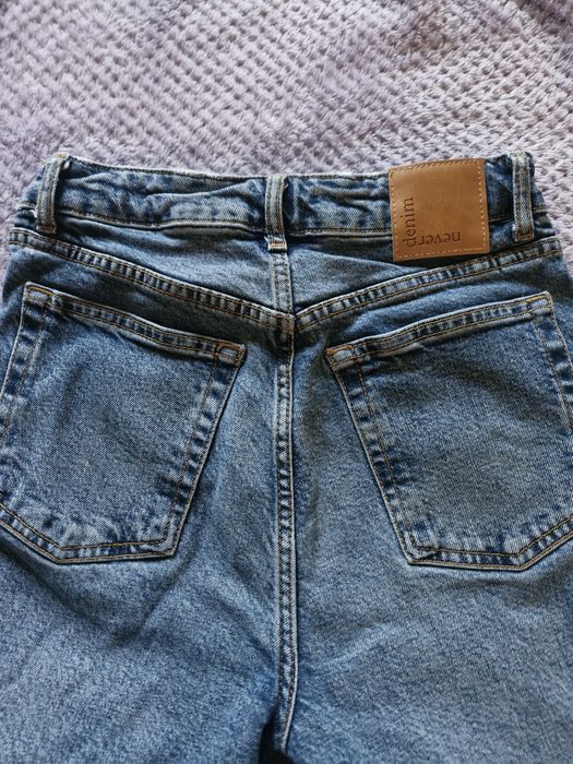 Jeansy dzwony wysoki stan looong XS