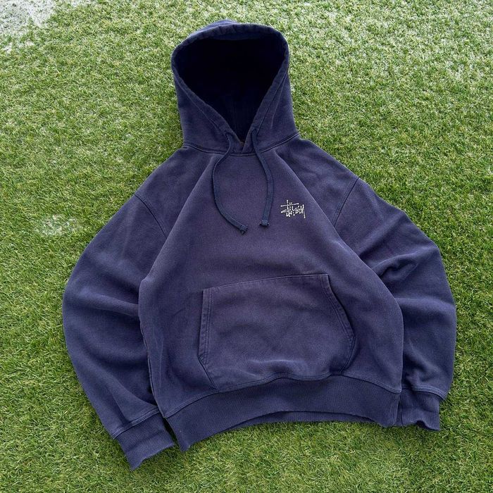 Legit Stussy Big Logo Navy Hoodie Оригинальный Худак
