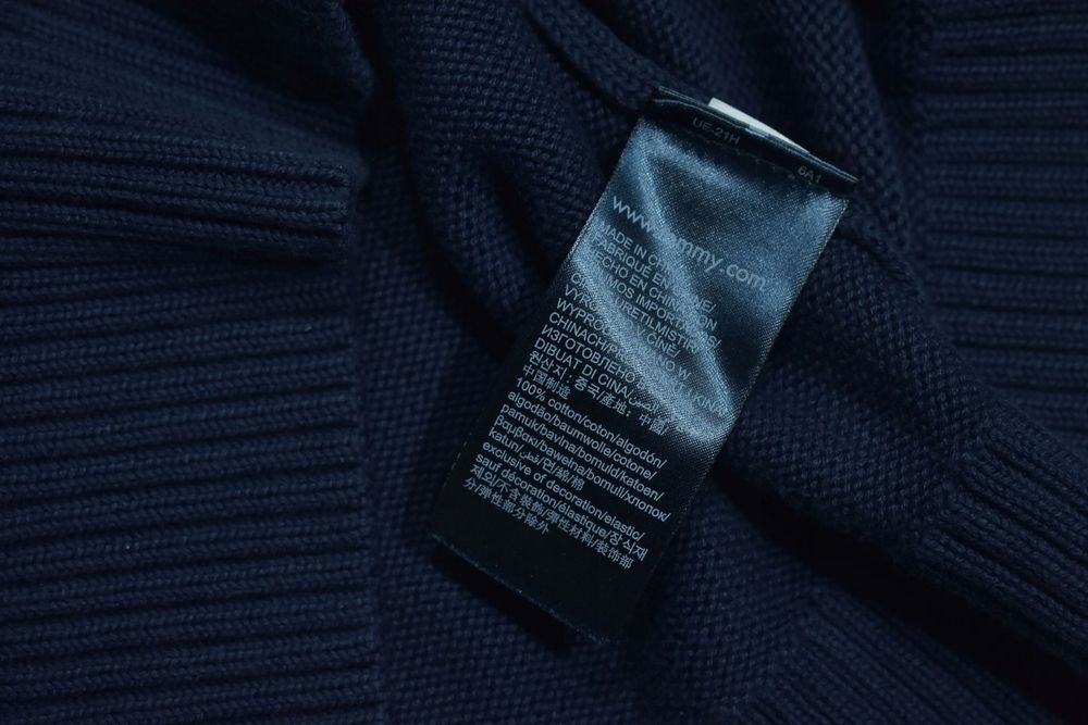 Tommy Hilfiger Granatowy Bawełniany Sweter Regular Fit M