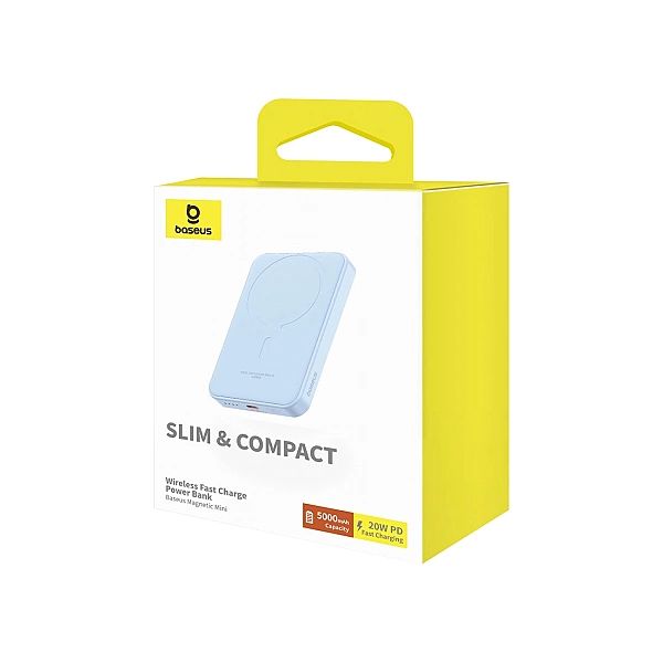 Mini powerbank Baseus 5000mAh 20W + kabel USB-C (20V/3A) - niebieski