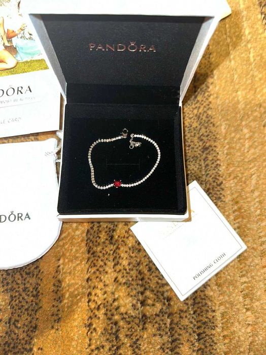 Pandora Red Sparkling Heart Tennis Bracelet — Оригінал,повний комплект