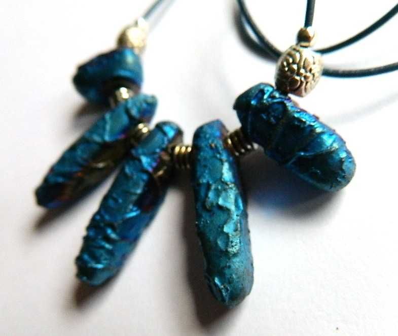 Niebieski kwarc aura, oryginalny naszyjnik