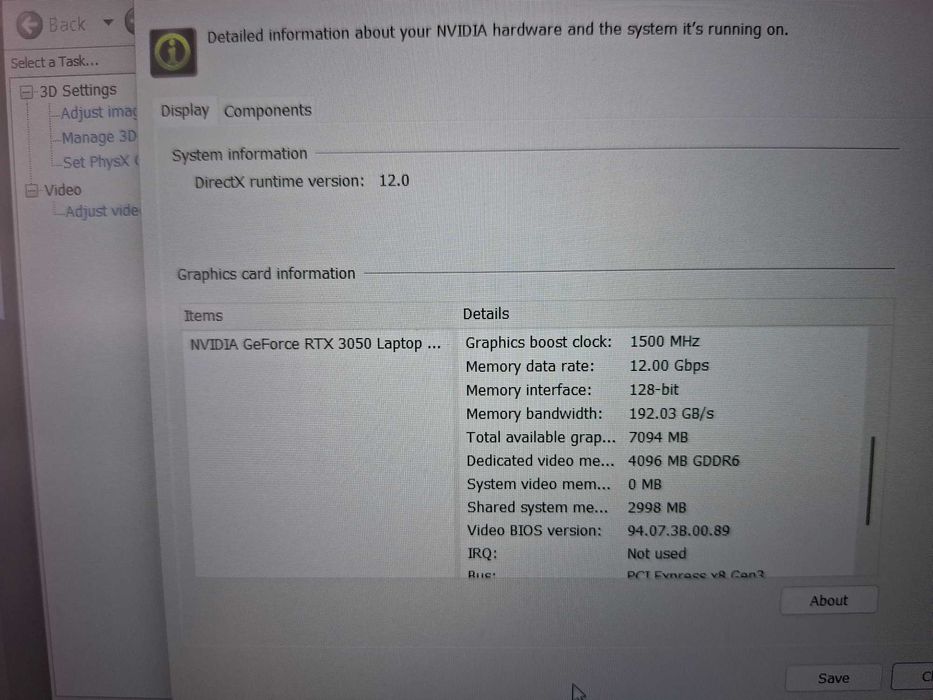 Lenovo Ideapad Gaming 3 Ryzen5 8GB SSD 512 NVME W11 RTX 3050 4GB DDR6 de exposição