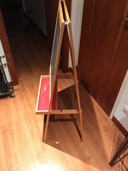 Quadro ardosia e flip chart com tripe madeira