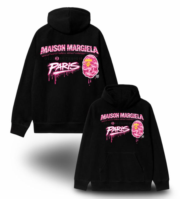 Худи Bape x maison margiela logo унисекс коллаборация бейп и менсон маржела  толстовка кофта