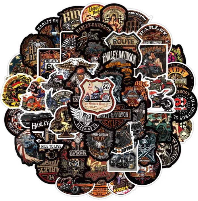 Naklejki Retro, motocykle. 50szt. Dostępne 2 kpl.