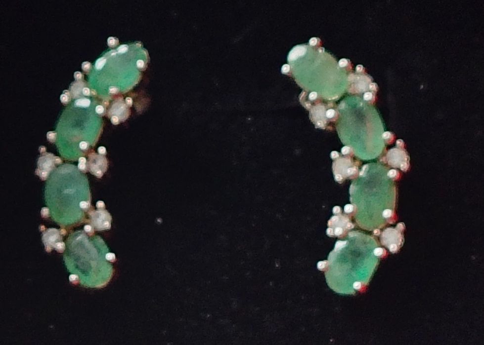 Srebrne kolczyki 925 naturalne szmaragdy