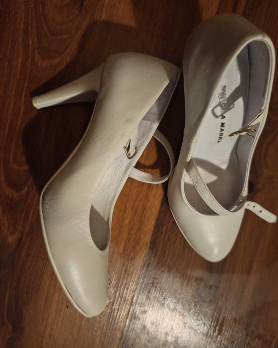 Buty ślubne taneczne kozia skóra, ivory, r 36