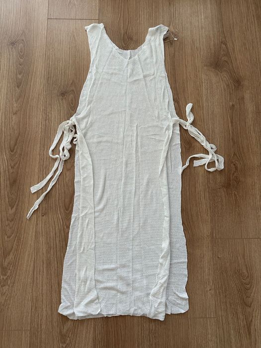 damska biała narzutka długa  plażowa sukienka z siateczki rozm M
