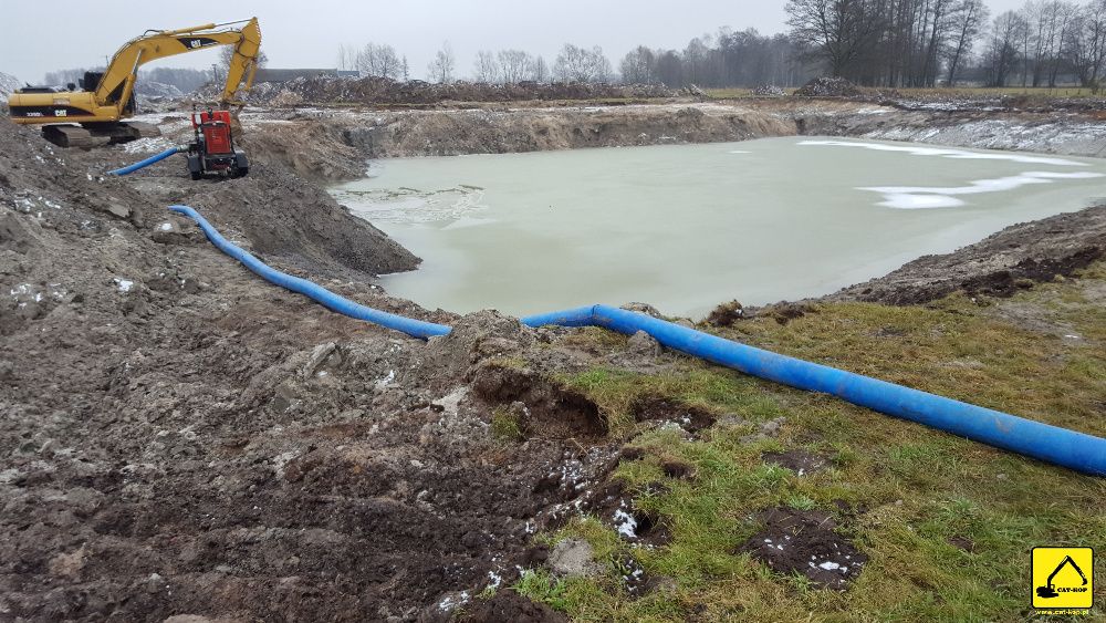 Kopanie i odmulanie stawów, wynajem koparki long reach MAZOWIECKIE