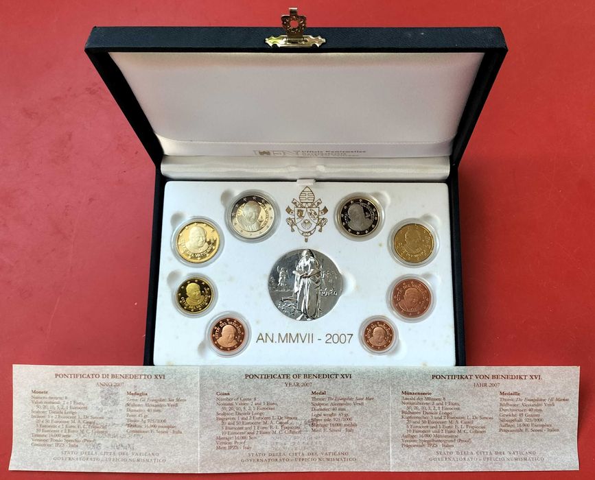 Estojo Set Vaticano  Moedas Proof 2007 Papa Bento XVI Raro Original