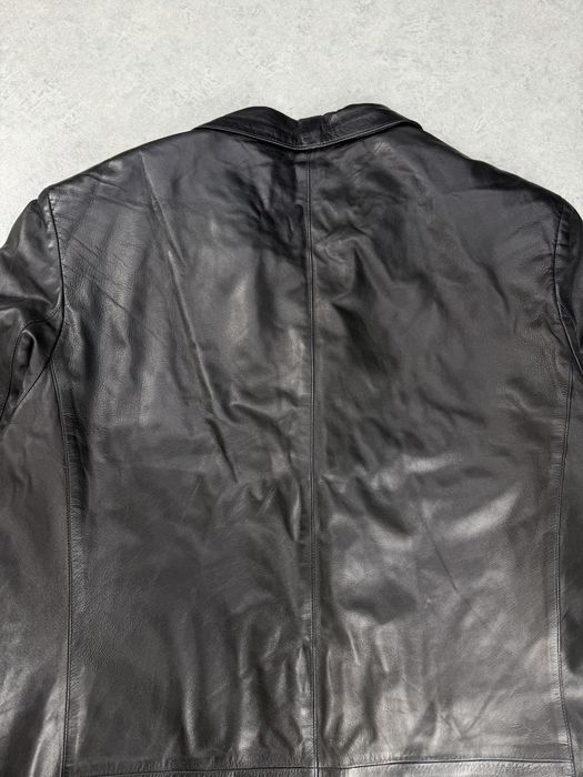 Vintage Gianni Versace Black Leather Blazer Jacket куртка шкіряна плащ