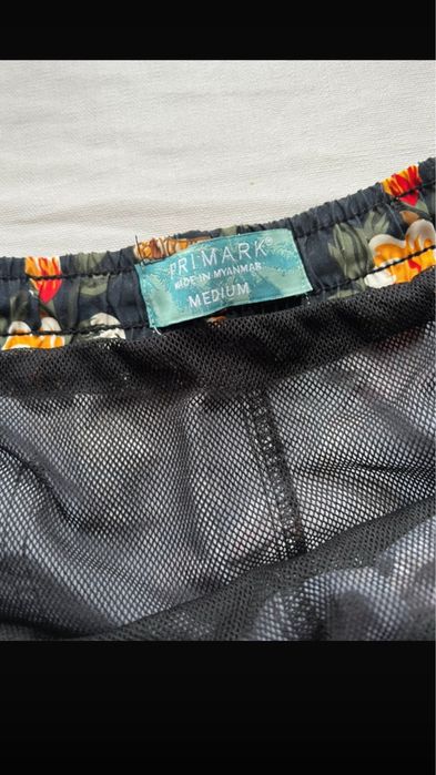 Szorty kąpielowe męskie Primark M granatowe w azjatyckie ryby i kwiaty