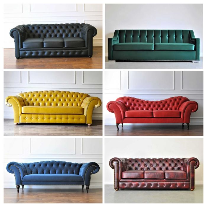 Sofa Pikowana Chesterfield | Glamour Emporia | 3 osobowa | szara
