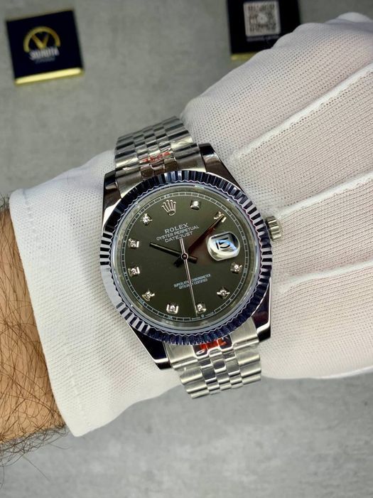 Годинник Rolex Datejust 41mm сріблястий. Швейцарские часы серый циферблат Ролекс