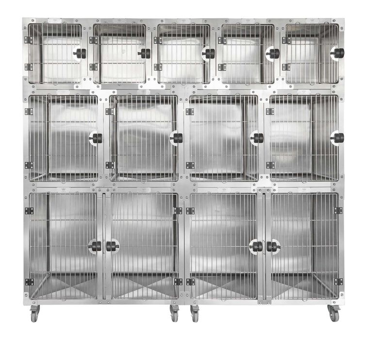 Klatki dla zwierząt zestaw weterynaryjny na kółkach stal kwasoodporna