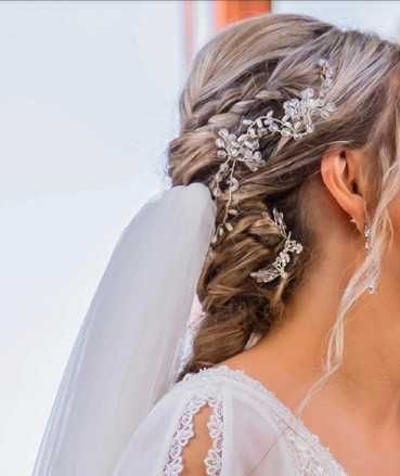 srebrna opaska ślubna diadem wężyk Novia Blanca