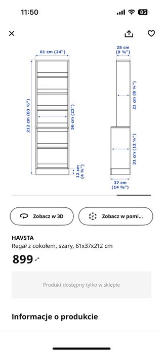 Zestaw mebli Ikea Havsta szare + gratis stolik