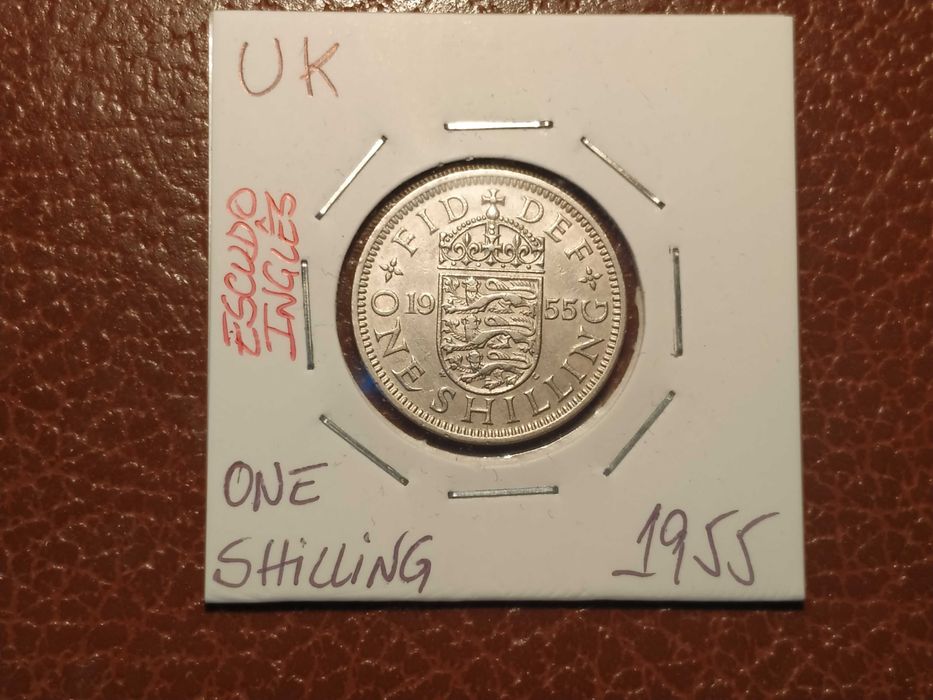 606 moeda de 1 shilling de 1955 (escudo Inglês) - Reino Unido