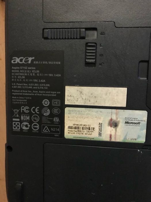 Ноутбук Асеr  Aspire 5715 Z series, model ICL 50