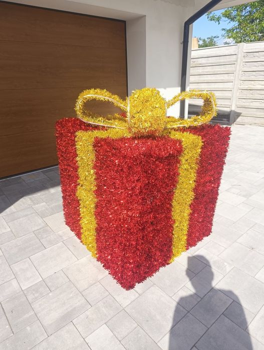 Prezent z kokardą dekoracja LED XXL duża świecąca iluminacja świateczna nowa