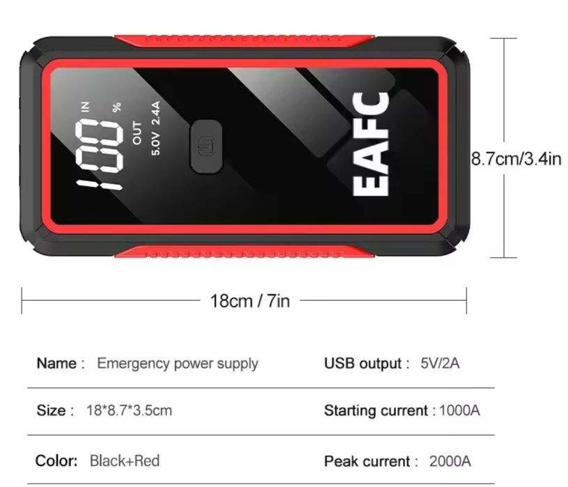 Jump starter , urzadzenie rozruchowe , powerbank z funkcją rozruchu ,