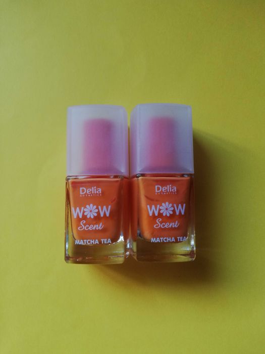 Zestaw lakierów do paznokci na halloween Delia My Wow Scent 01 Sweet Orange lakiery 2 sztuki zapach matchy jesień jesienny pomarańcz pomarańczowy