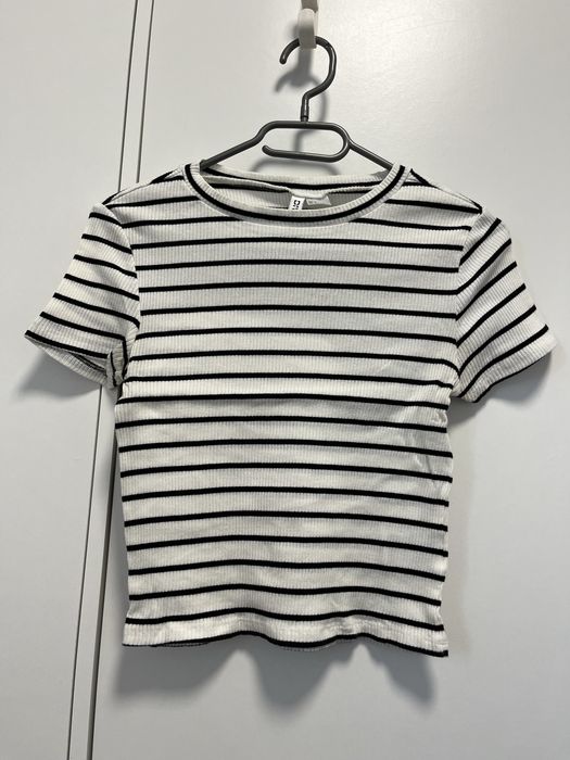 prążkowany top w biało-czarne paski H&M S