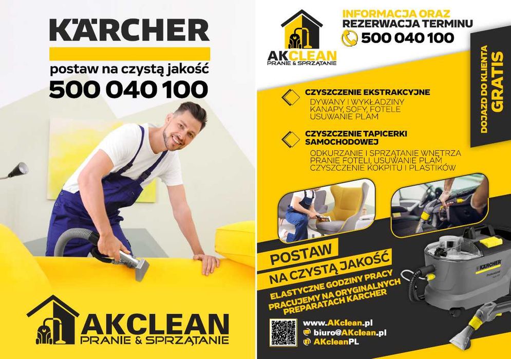 Pranie Tapicerki Dywanów Czyszczenie Kanapy Narożnika KARCHER BYTOM
