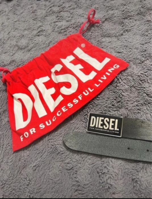 Pasek skórzany Diesel czarny