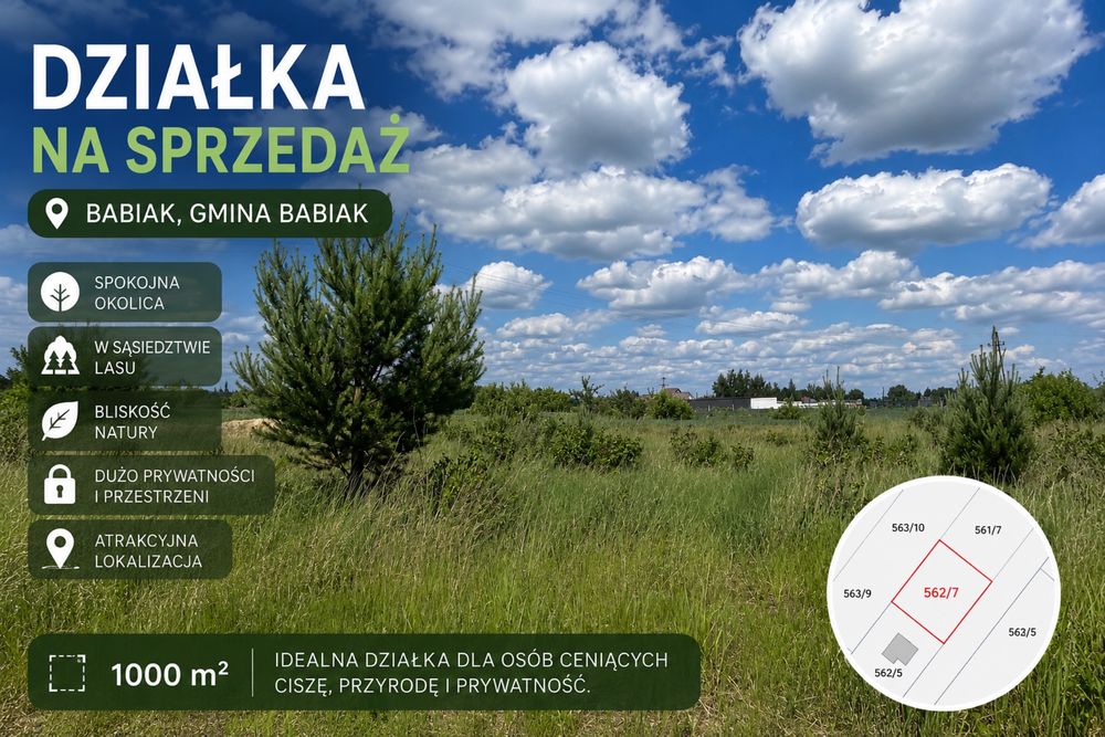 Działka budowlana 1000 m² przy lesie – Babiak, gmina Babiak
