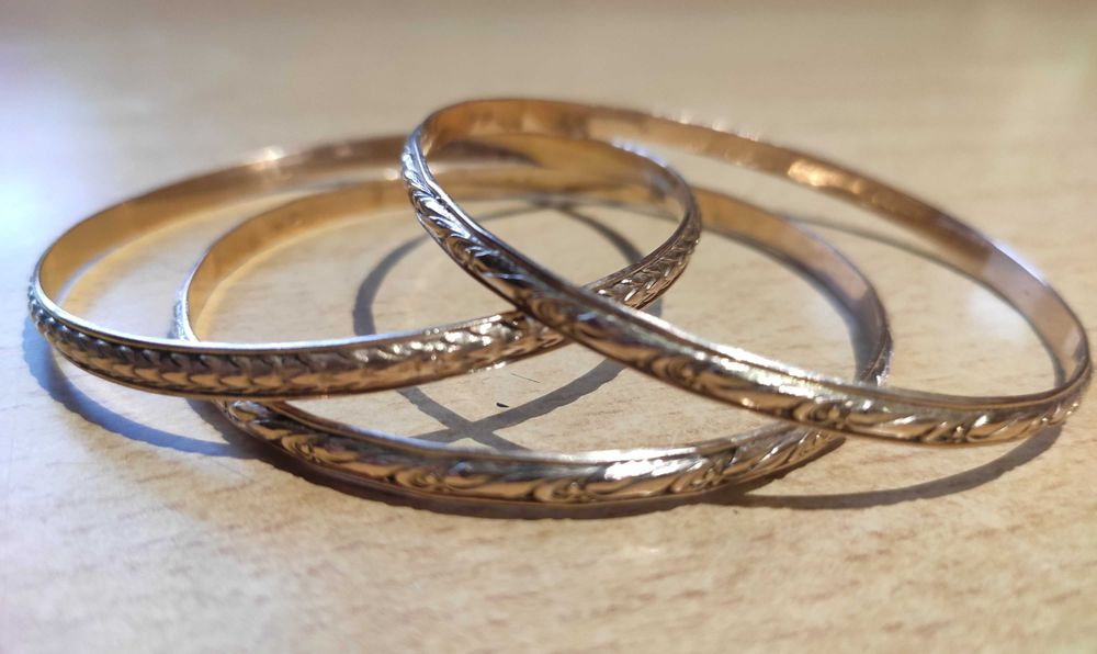 Złote sztywne Bransoletki bangle 3szt. próba 583 42,3g