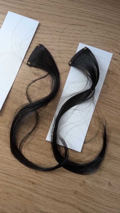 Niceneeded 2 Sztuki, Długie, Boczne Grzywki Czarne, Falowane 30 X 3 Cm