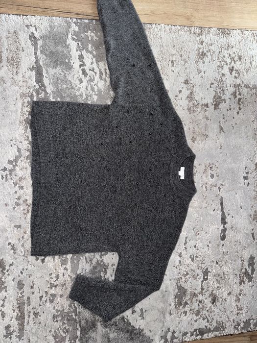 Szary ciepły Sweter H&M z koralikami rozm. S