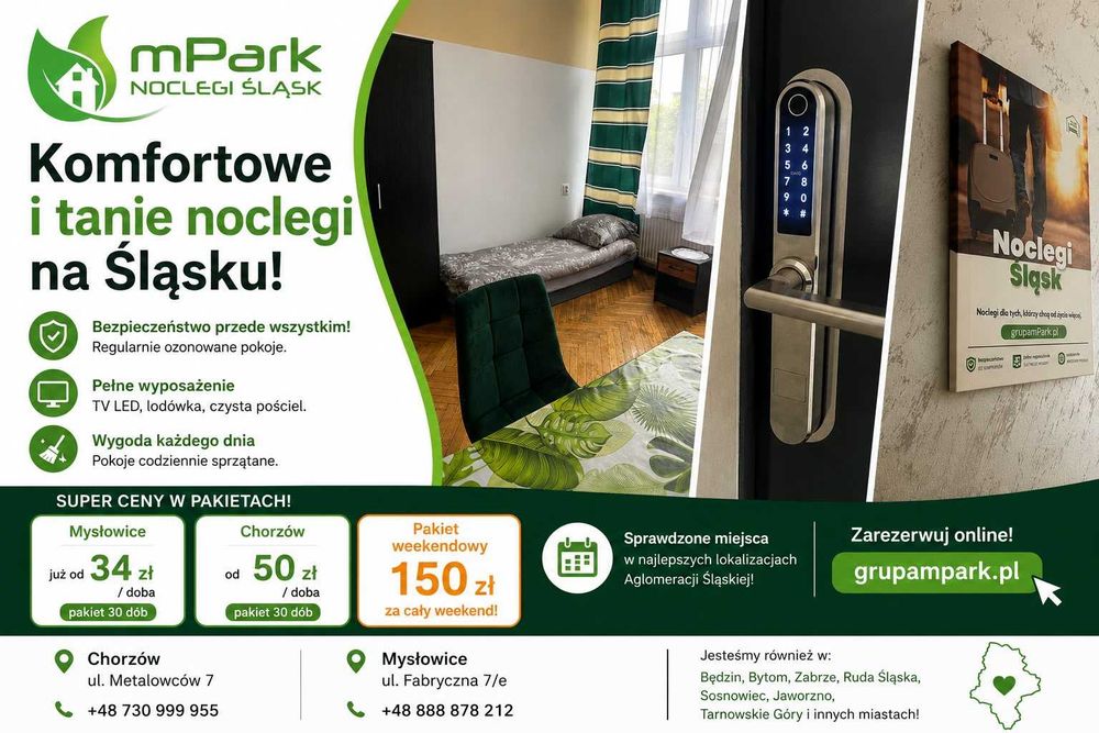 Pokoje do wynajęcia | Noclegi pracownicze | Świętochłowice • Katowice • Chorzów | 100ZŁ