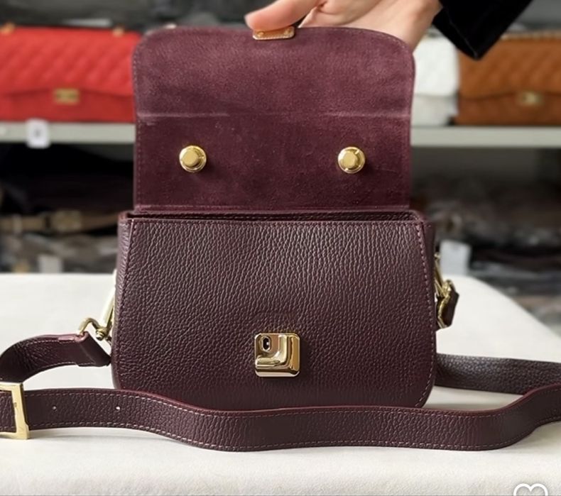 Сумка крос боді замшева Італія Замшевая сумка кроссбоди шоколад бордо