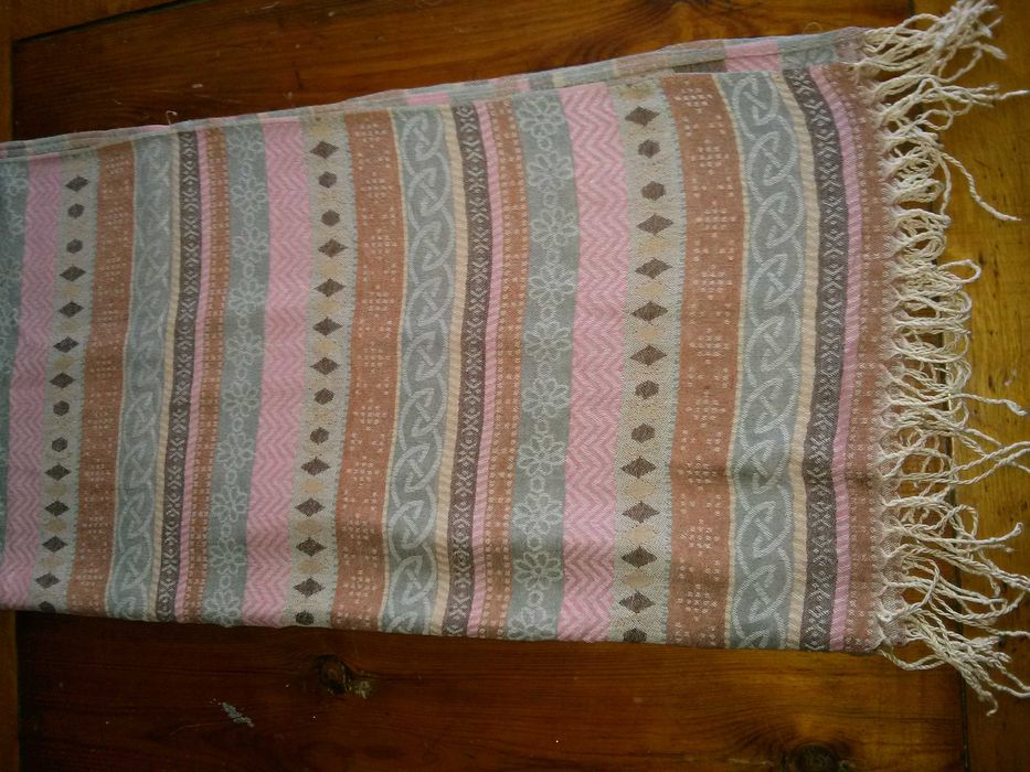 szal damski kolorowy z kaszmirem, hand made