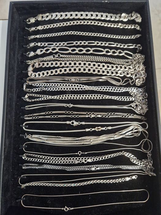 Srebrna Biżuteria Wyroby 925 Łańcuszek Pierścionek Bransoleta  468g