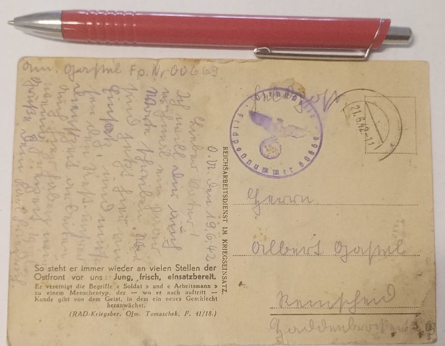 Militaria De Trincheira III Reich Postal RAD