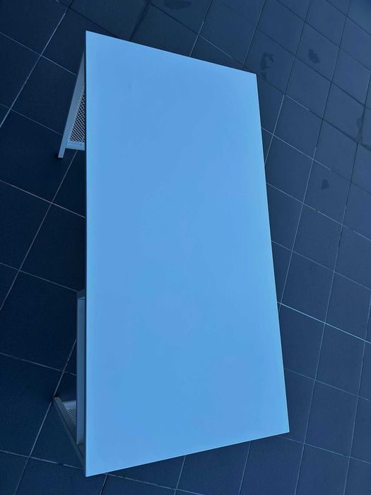 Escrivaninha  100x50 cm em aço branco com estante gaveta de apoio