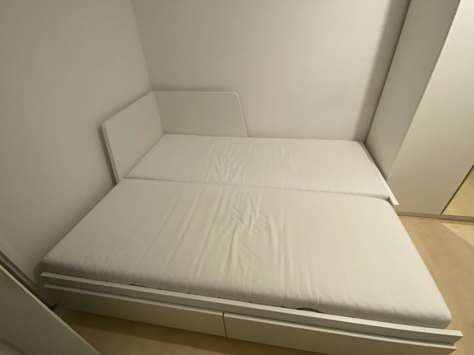 IKEA łóżko Flekke 80–160x200 + 2 materace + szuflady | stan bdb