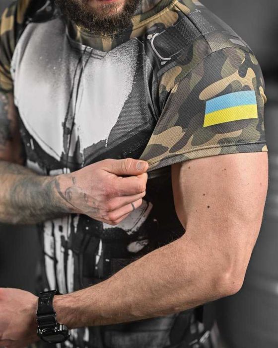 Тактична футболка Punisher з прапором України  Відмінна якість!