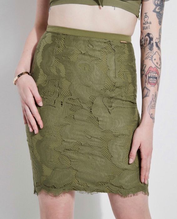 Guess spódnica khaki koronka