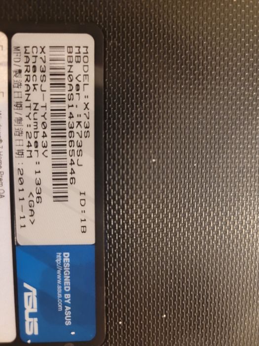 Laptop ASUS X73S + dysk ssd, Windows 10
